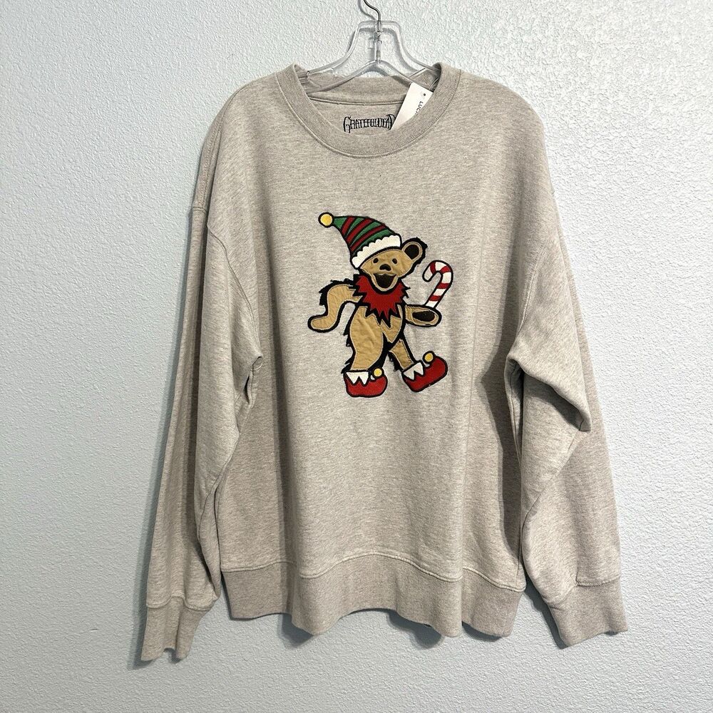 Grateful Dead Lucky Brand Sweatshirt Adult Size XL Gray Dancing Bear Christmas